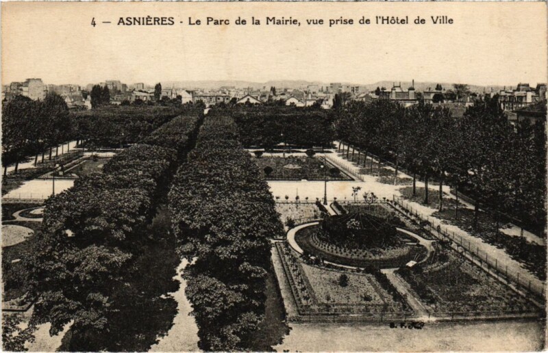 Carte postale ancienne Asnieres Le Parc de la Mairie