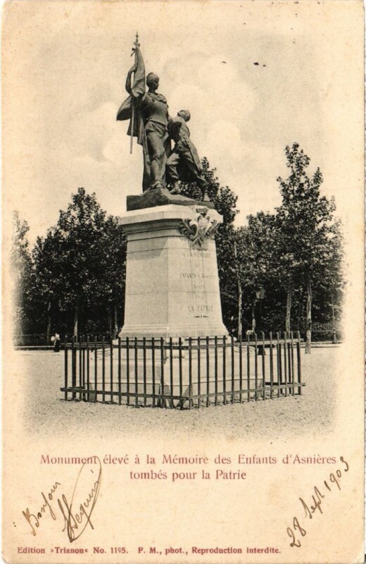 Carte postale ancienne Asnieres Monument des Enfants
