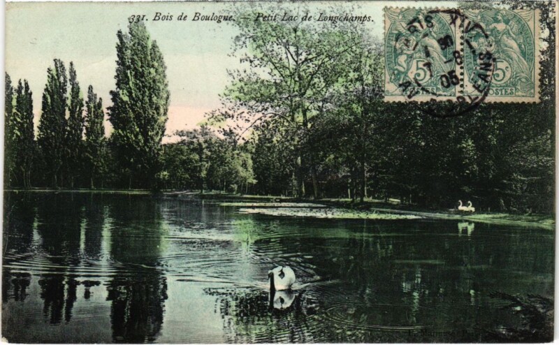 Carte postale ancienne Bois de Boulogne - Petit Lac de Longchamps à Paris