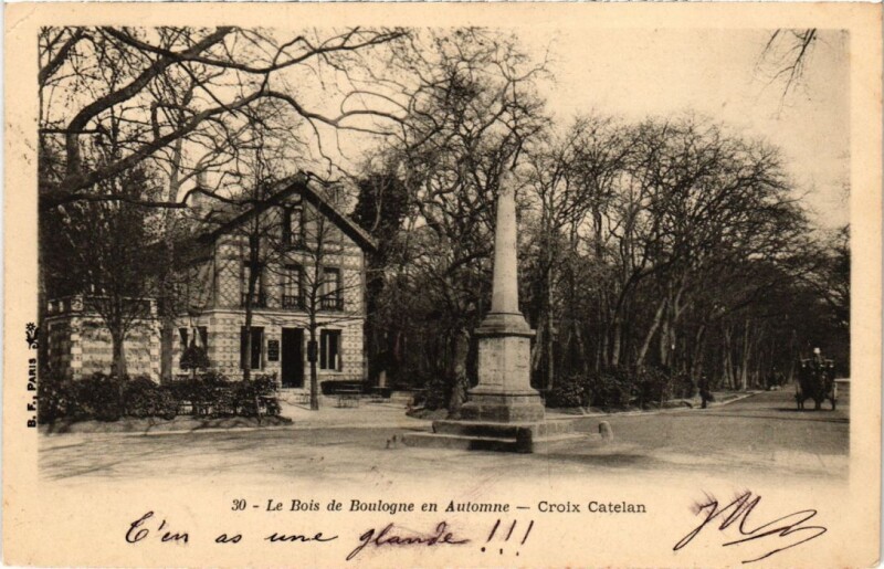 Carte postale ancienne Bois de Boulogne Croix Catelan