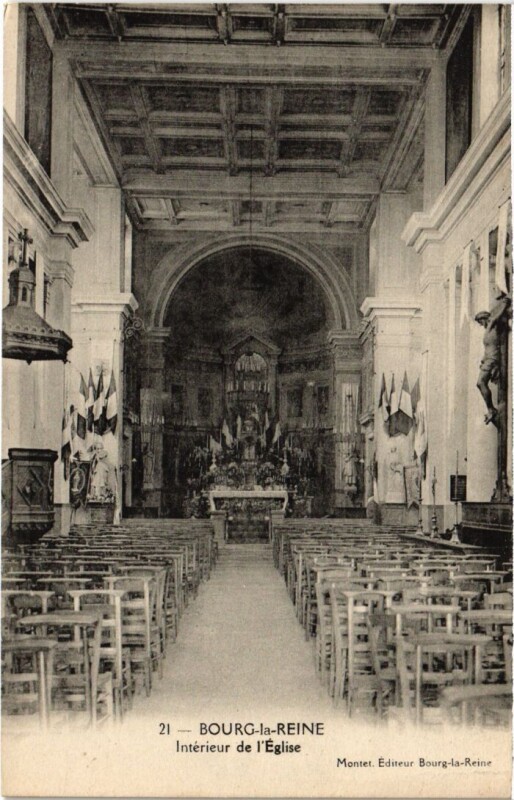 Carte postale ancienne Bourg la Reine Interieur de l'Eglise à Bourg-la-Reine
