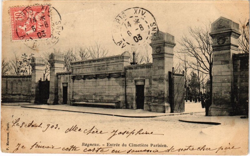 Carte postale ancienne Bagneux Entree du Cimetiere Parisien à Bagneux