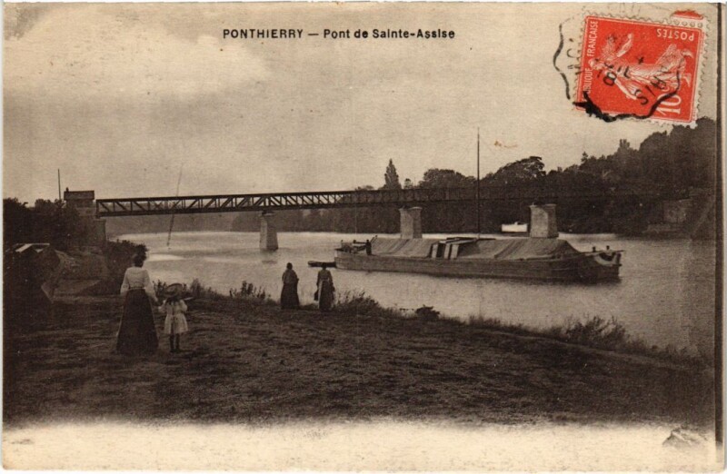 Carte postale ancienne St.Fargeau-Ponthierry Pont de Sainte-Assise France
