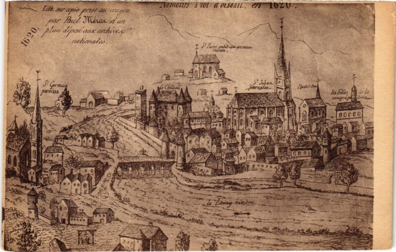 Carte postale ancienne Souvenir de Nemours France à Nemours