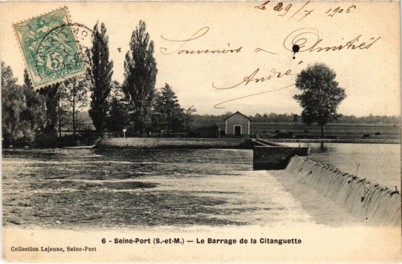 Carte postale ancienne Seine-Port Le Barrage de la Citanguette France à Seine-Port