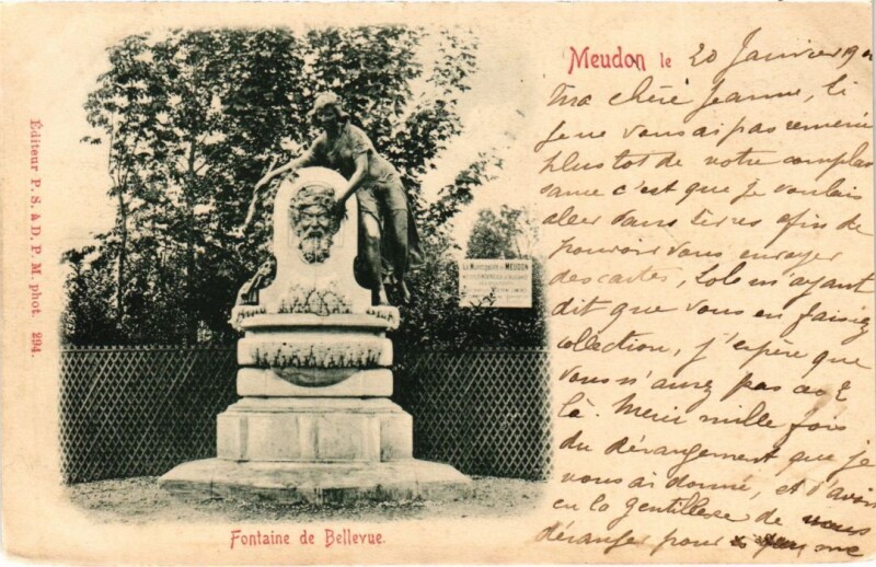 Carte postale ancienne Meudon Fontaine de Bellevue à Meudon