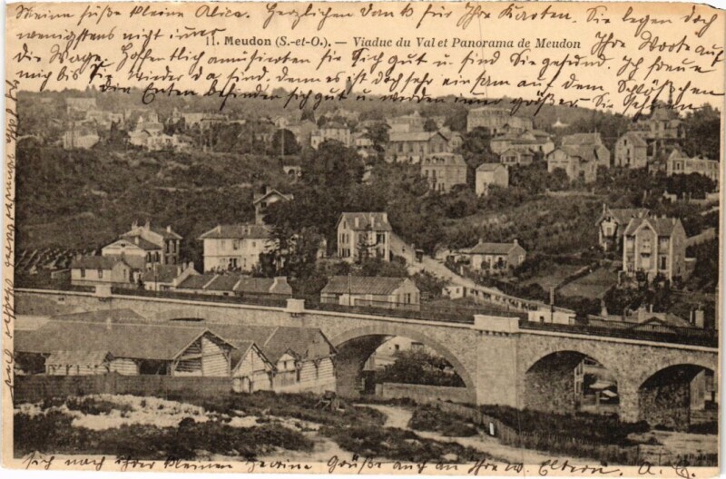 Carte postale ancienne Meudon Viaduc du Val et panorama à Meudon