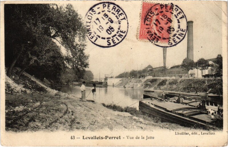 Carte postale ancienne Levallois vue de la Jatte