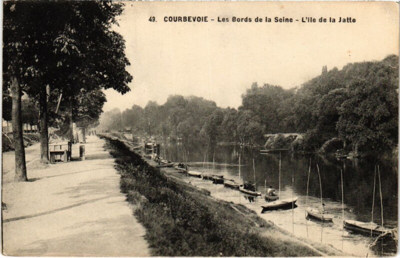 Carte postale ancienne Courbevoie Les bords de la Seine à Courbevoie