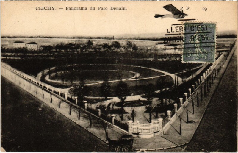 Carte postale ancienne Panorama du Parc Denain à Clichy