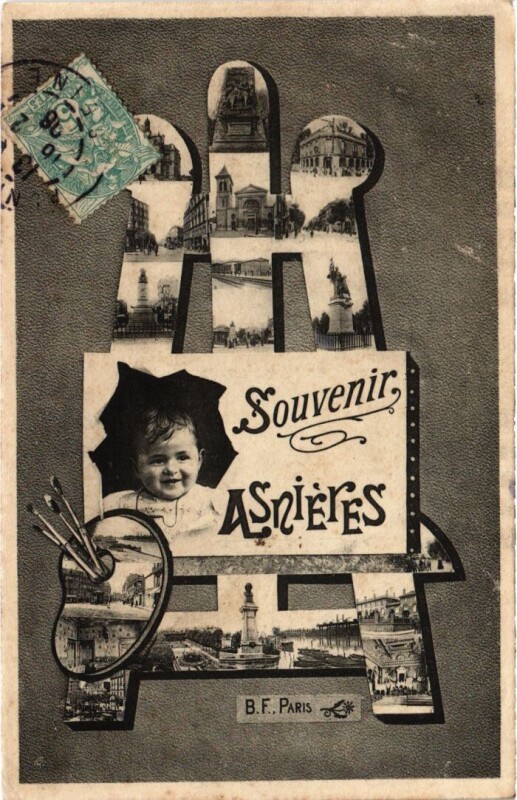 Carte postale ancienne Asnieres souvenir