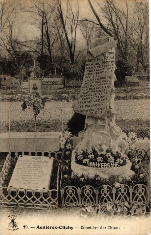 Carte postale ancienne Asnieres Cimetiere des Chiens