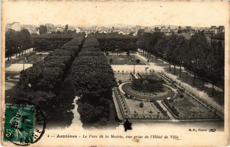 Carte postale ancienne Asnieres Le Parc de la Mairie