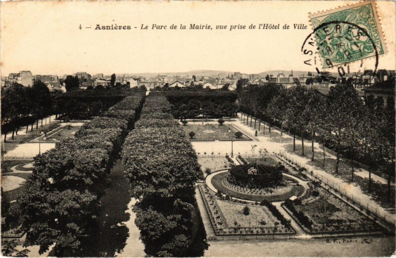 Carte postale ancienne Asnieres Le Parc de la Mairie