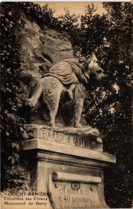 Carte postale ancienne Asnieres Cimetiere des Chiens Monument du Barry