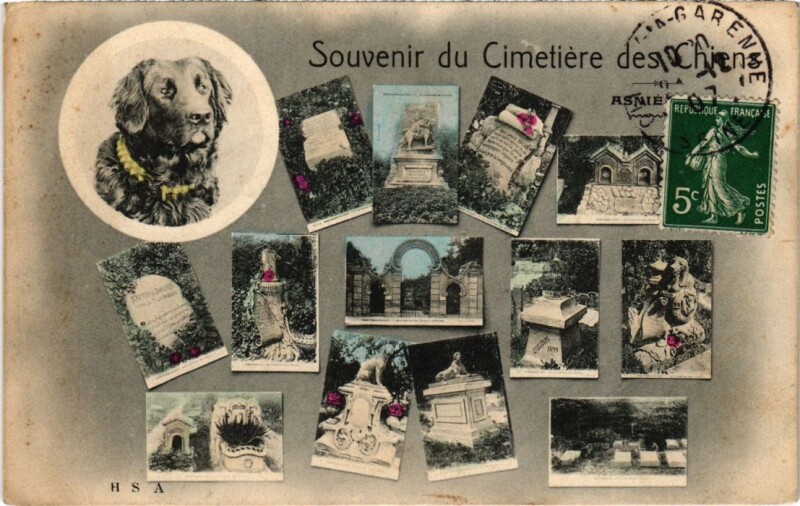 Carte postale ancienne Asnieres Cimetiere des Chiens souvenir