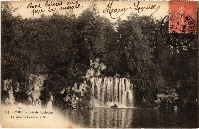 Carte postale ancienne Bois de Boulogne - La Grande Cascade à Paris 16e