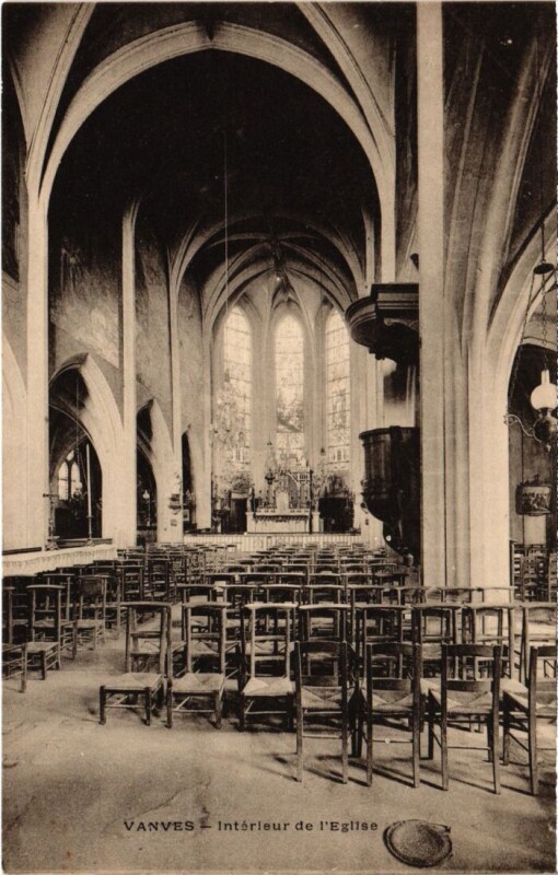 Carte postale ancienne Vanves Interieur de l'Eglise à Vanves