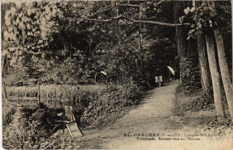 Carte postale ancienne Garches Etang Saint-Cucufa promenade à Garches