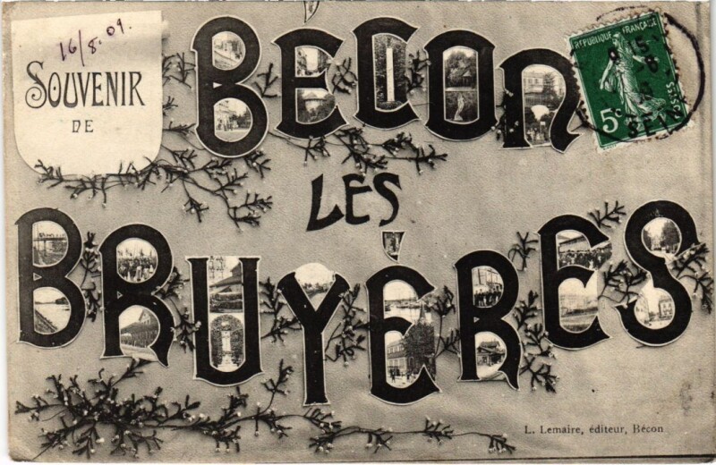 Carte postale ancienne Becon les Bruyeres souvenir