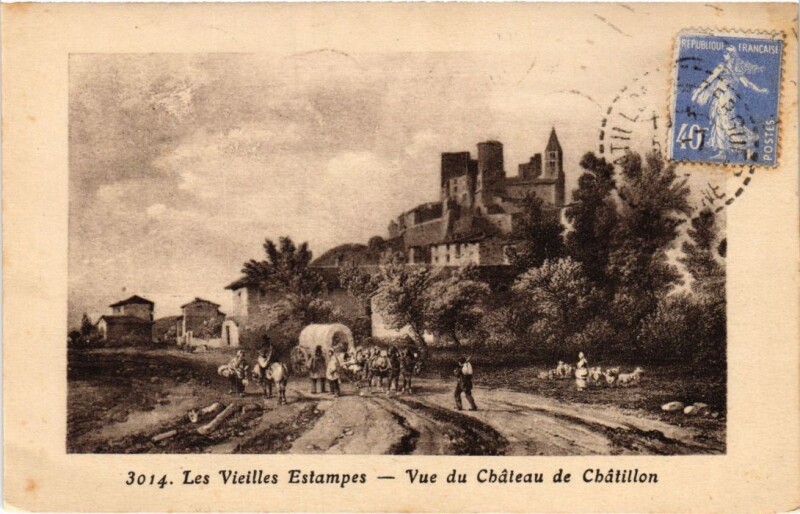 Carte postale ancienne Les Vieilles Estampes-vue du Chateau de Chatillon
