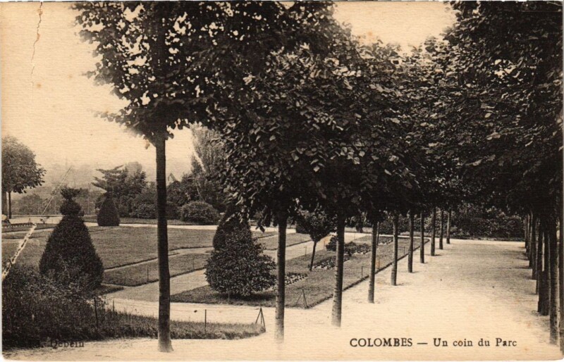 Carte postale ancienne Colombes Un coin du Parc à Colombes
