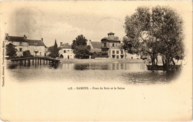 Carte postale ancienne Samois Pont de Bois et la Seine France