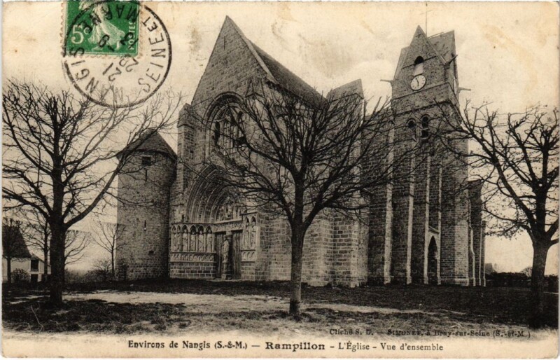 Carte postale ancienne Rampillon L'Eglise, vue d'ensemble France à Rampillon