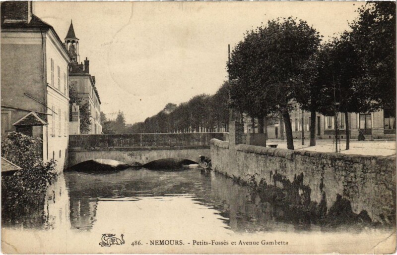 Carte postale ancienne Nemours Petits-Fosses et Avenue Gambetta France à Nemours