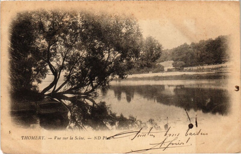 Carte postale ancienne Thomery Vue sur la Seine France à Thomery