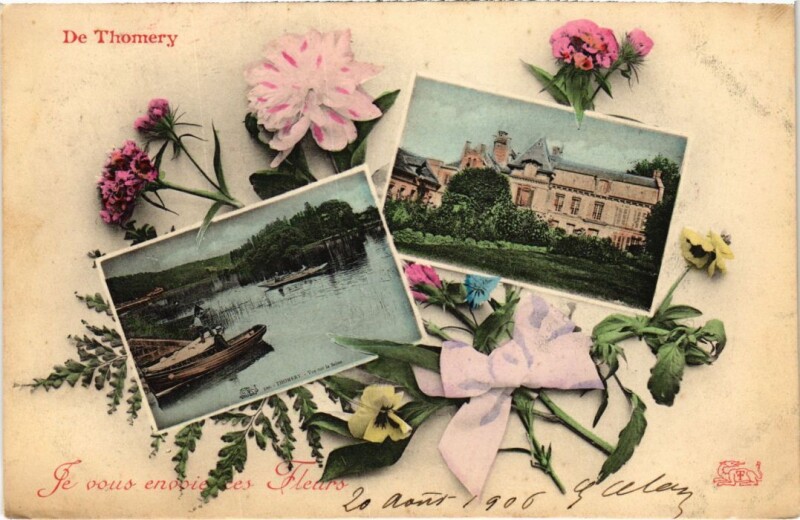 Carte postale ancienne Thomery Je vous envoie ces Fleurs France à Thomery