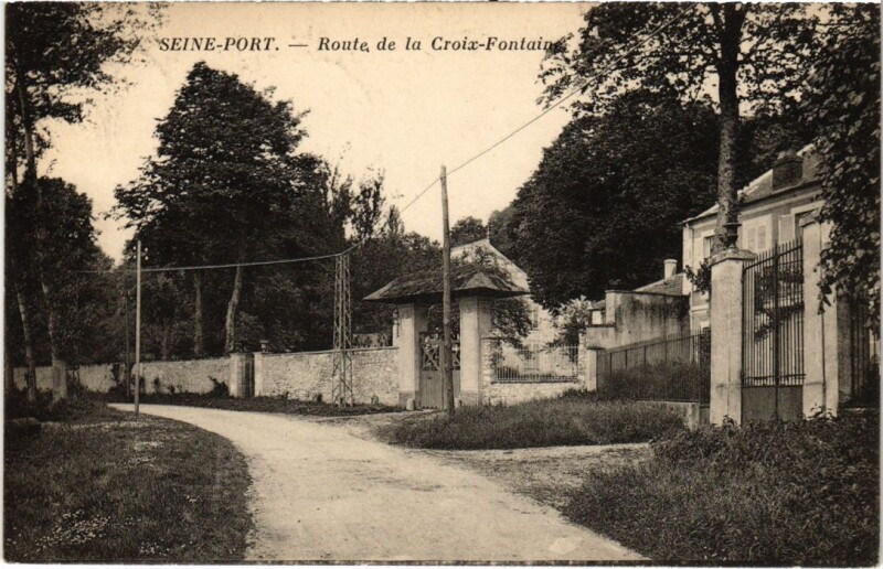 Carte postale ancienne Seine-Port Route, de la Croix Fontaine France à Seine-Port