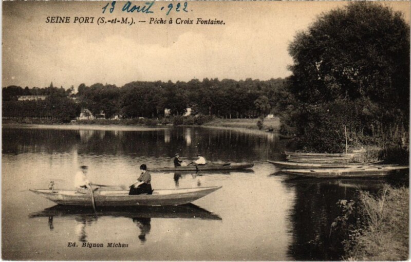 Carte postale ancienne Seine-Port Peche a Croix Fontaine France à Seine-Port