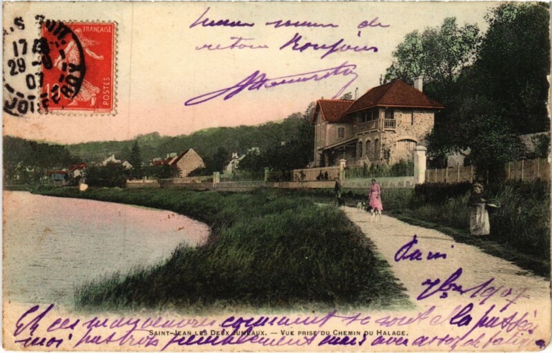 Carte postale ancienne Saint-Jean Vue prise du Chemin du Halage France