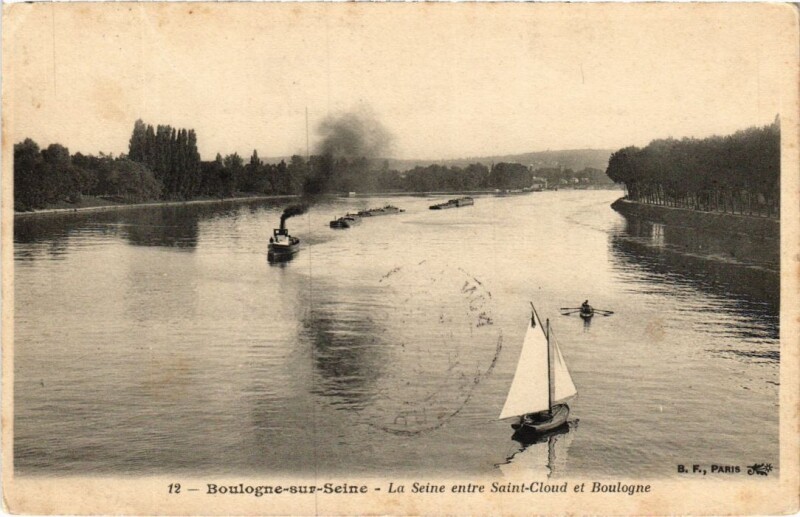 Carte postale ancienne Boulogne sur Seine La Seine entre Saint-Cloud à Saint-Cloud