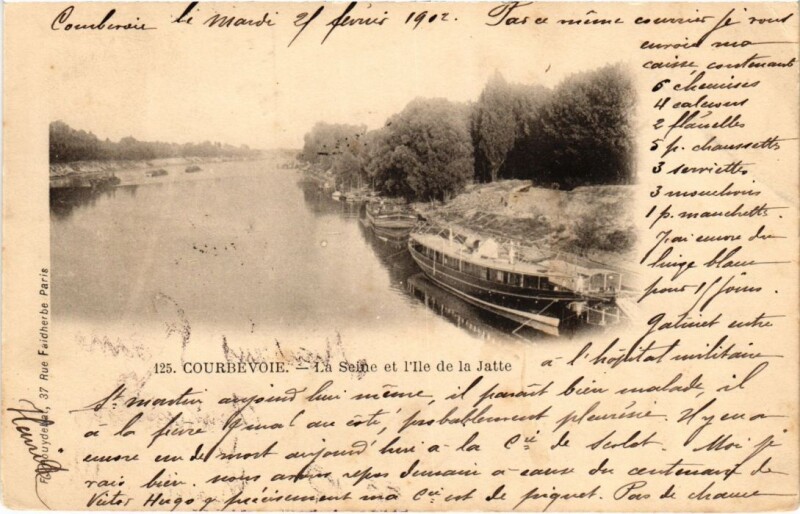 Carte postale ancienne Courbevoie La Seine et l'Ile de la Jatte à Courbevoie
