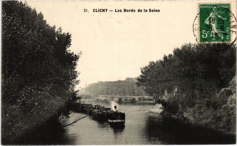 Carte postale ancienne Les Bords de la Seine à Clichy