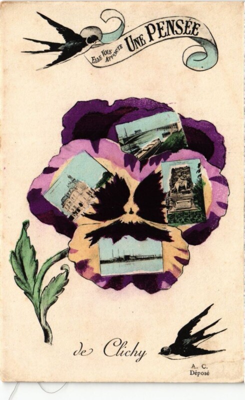 Carte postale ancienne Elle vous apporte une pensée de Clichy à Clichy