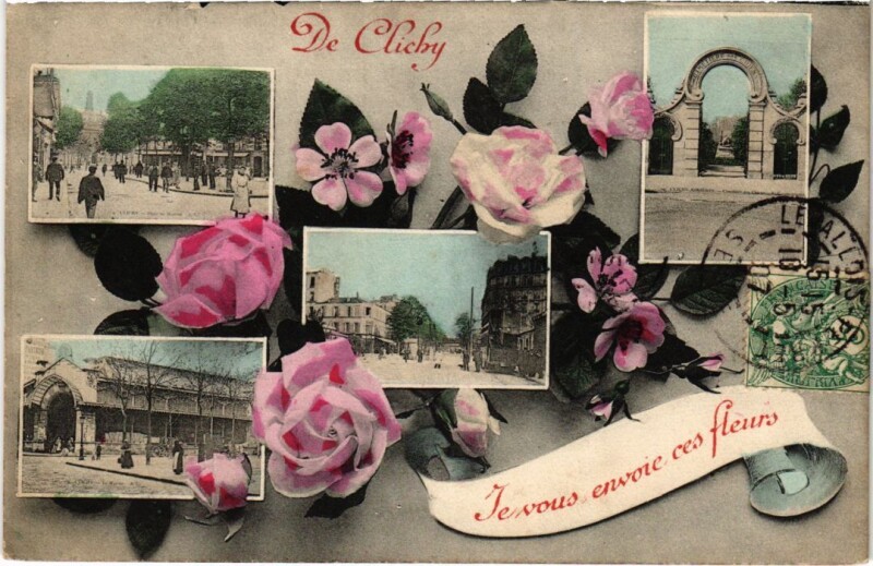 Carte postale ancienne De Clichy Je vous envoie ces fleurs à Clichy