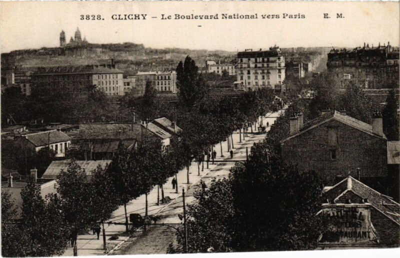 Carte postale ancienne Le Boulevard National vers Paris à Clichy