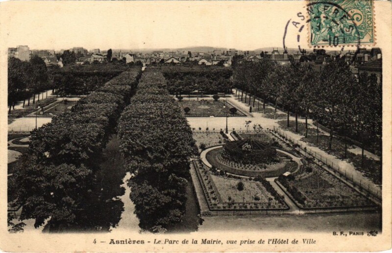Carte postale ancienne Asnieres Le Parc de la Mairie
