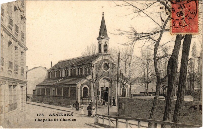 Carte postale ancienne Asnieres Chapelle Saint-Charles