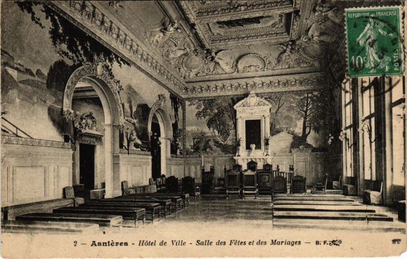 Carte postale ancienne Asnieres-sur-Seine Hotel de Ville Salle des Fetes et des Mariages à Asnières-sur-Seine