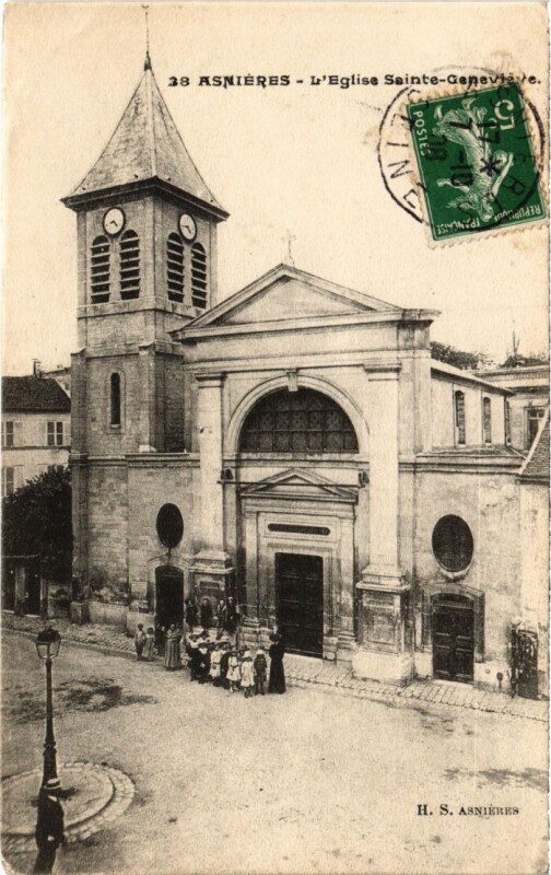 Carte postale ancienne Asnieres Eglise Sainte-Genevieve