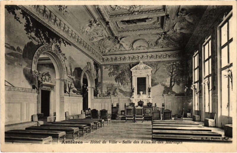 Carte postale ancienne Asnieres-sur-Seine Hotel de Ville Salle des Fetes et des Mariages à Asnières-sur-Seine