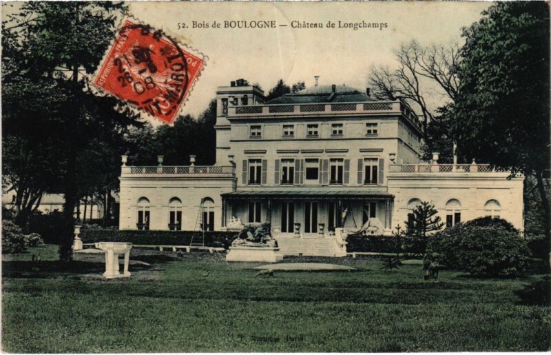 Carte postale ancienne Bois de Boulogne - Château de Longchamps à Paris 16e