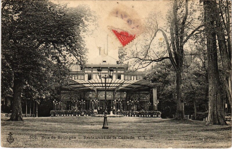 Carte postale ancienne Bois de Boulogne - Restaurant de la Cascade à Paris 16e