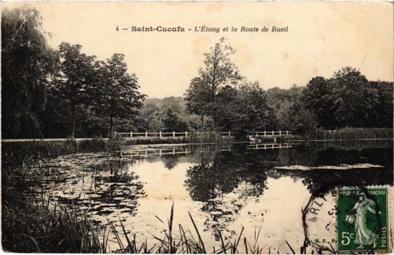 Carte postale ancienne Saint Cucufa Etang et la Route de Rueil