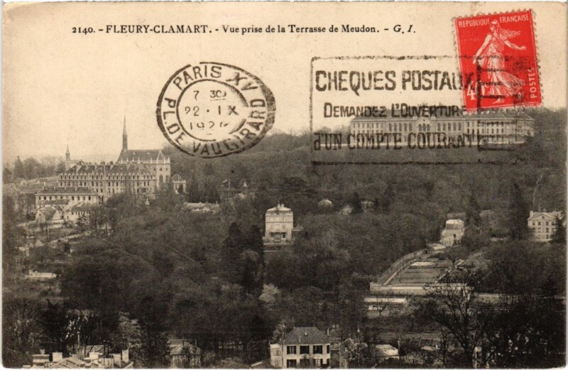 Carte postale ancienne Fleury Clamart vue prise de la Terrasse de Meudon à Clamart