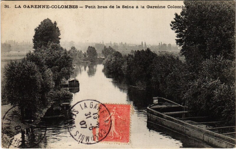 Carte postale ancienne La Garenne Colombes Petit bras de la Seine à Colombes